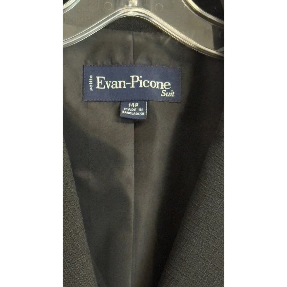Evan-Picone Black Textured‎ Ruffle Trim Blazer Jacket Petite 14P Professional